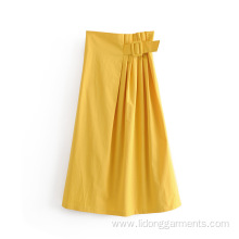 Women Pleated Long Skirt With Belt Dress